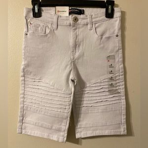 New NWT Southpole White‎ Moto Denim Jean Shorts 10.5” Inseam Size 8